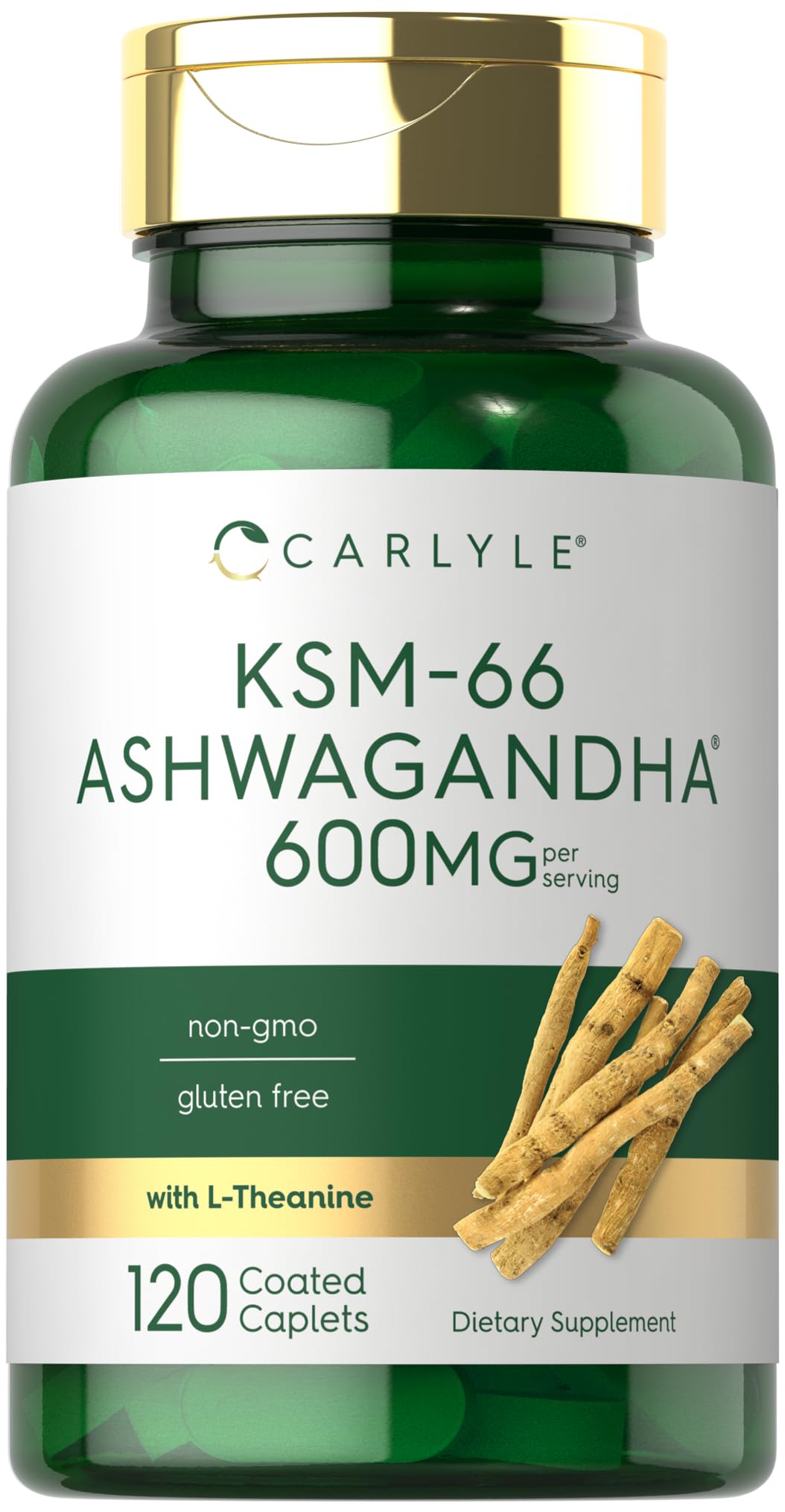 Carlyle Ashwagandha extracto en botella, posible apoyo al bienestar diario