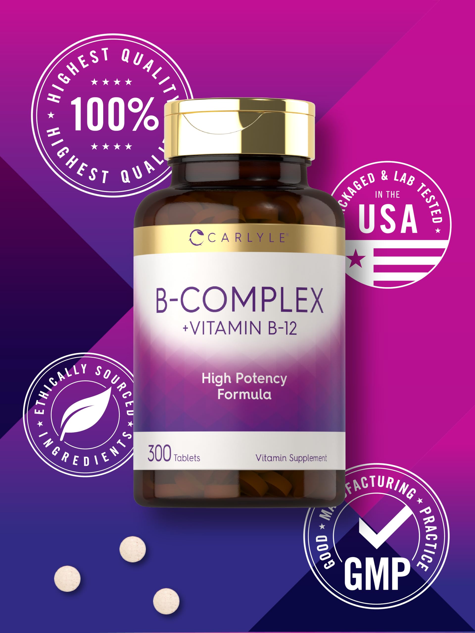 Carlyle B-Complex B12: ingredientes clave para bienestar diario.