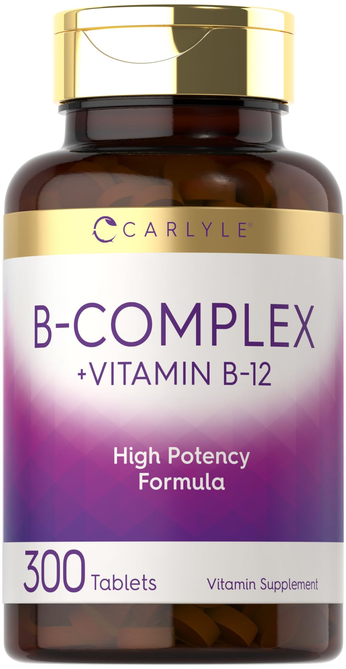 Carlyle B-Complex B12: botella frontal para apoyo de energía diaria.