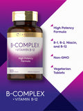 Carlyle B-Complex B12: tabletas en dispensador para uso diario.
