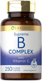Carlyle Complejo de Vitaminas B en botella de cápsulas para uso diario con Vitamina C.