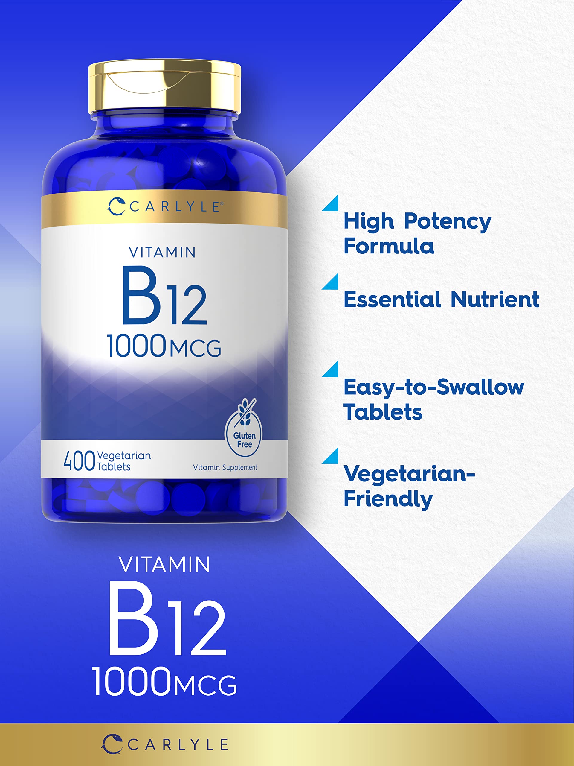 Etiqueta de Carlyle B12 1000 mcg, señal de calidad.