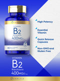 Cápsulas Carlyle B2 400 mg, tamaño cómodo para la toma diaria.
