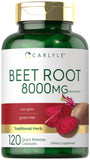 Carlyle Beet Root Capsules frasco: formato de liberación rápida para uso diario.