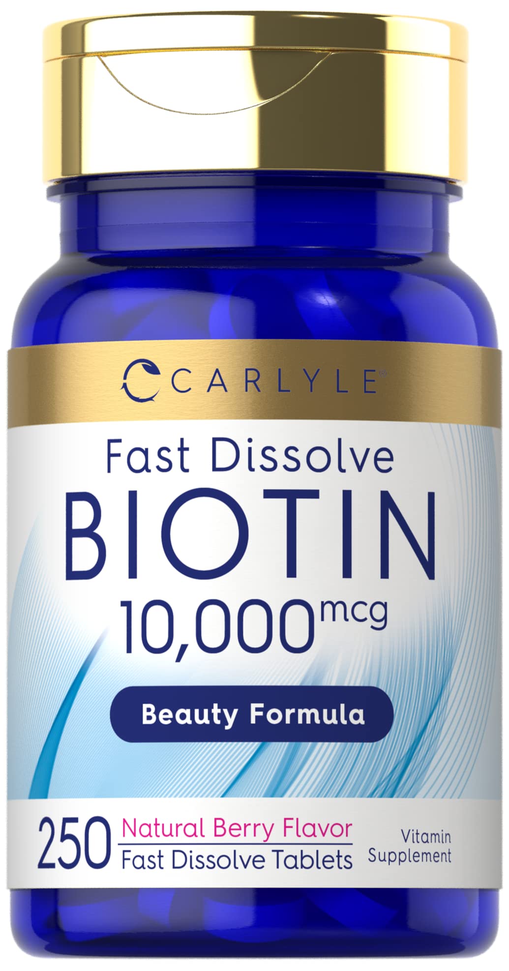 Carlyle Biotin 10000mcg, tabletas disolucion rapida para belleza diaria.