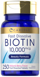 Carlyle Biotin 10000mcg, tabletas disolucion rapida para belleza diaria.