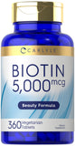 Carlyle Biotin 5000mcg: tabletas vegetarianas para rutina de belleza diaria