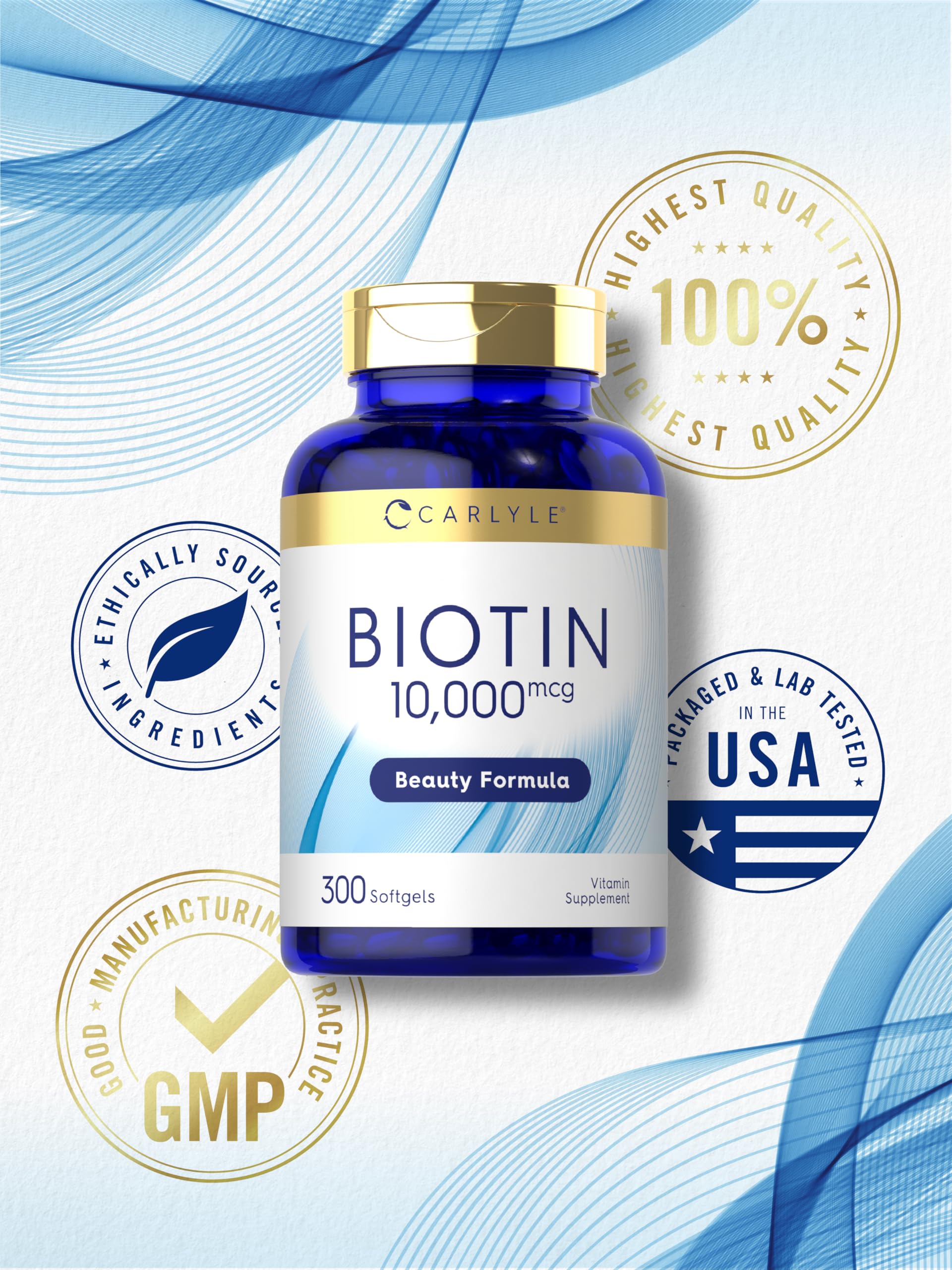 Carlyle Biotina 10000mcg libre de gluten para confort digestivo.