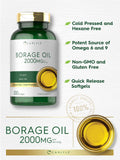 Gráfico de valores nutricionales de Carlyle Borage Oil, destaca GLA y Omega.
