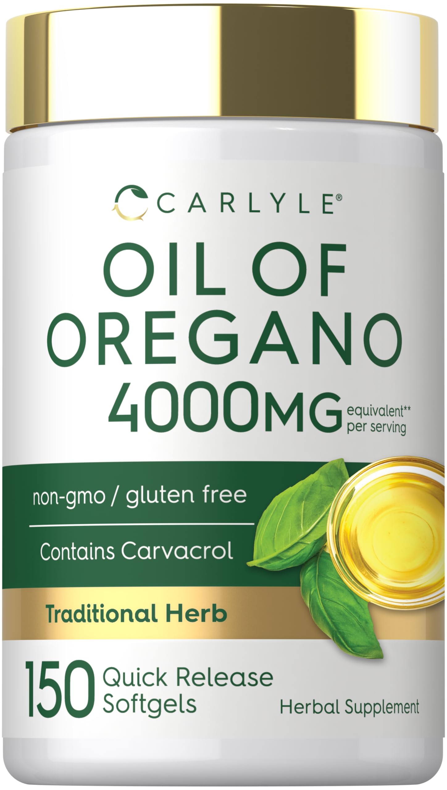 Carlyle Aceite de Orégano: botella con cápsulas blandas para uso diario.