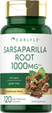 Carlyle cápsulas de raíz de sarsaparilla en botella para uso diario cómodo.