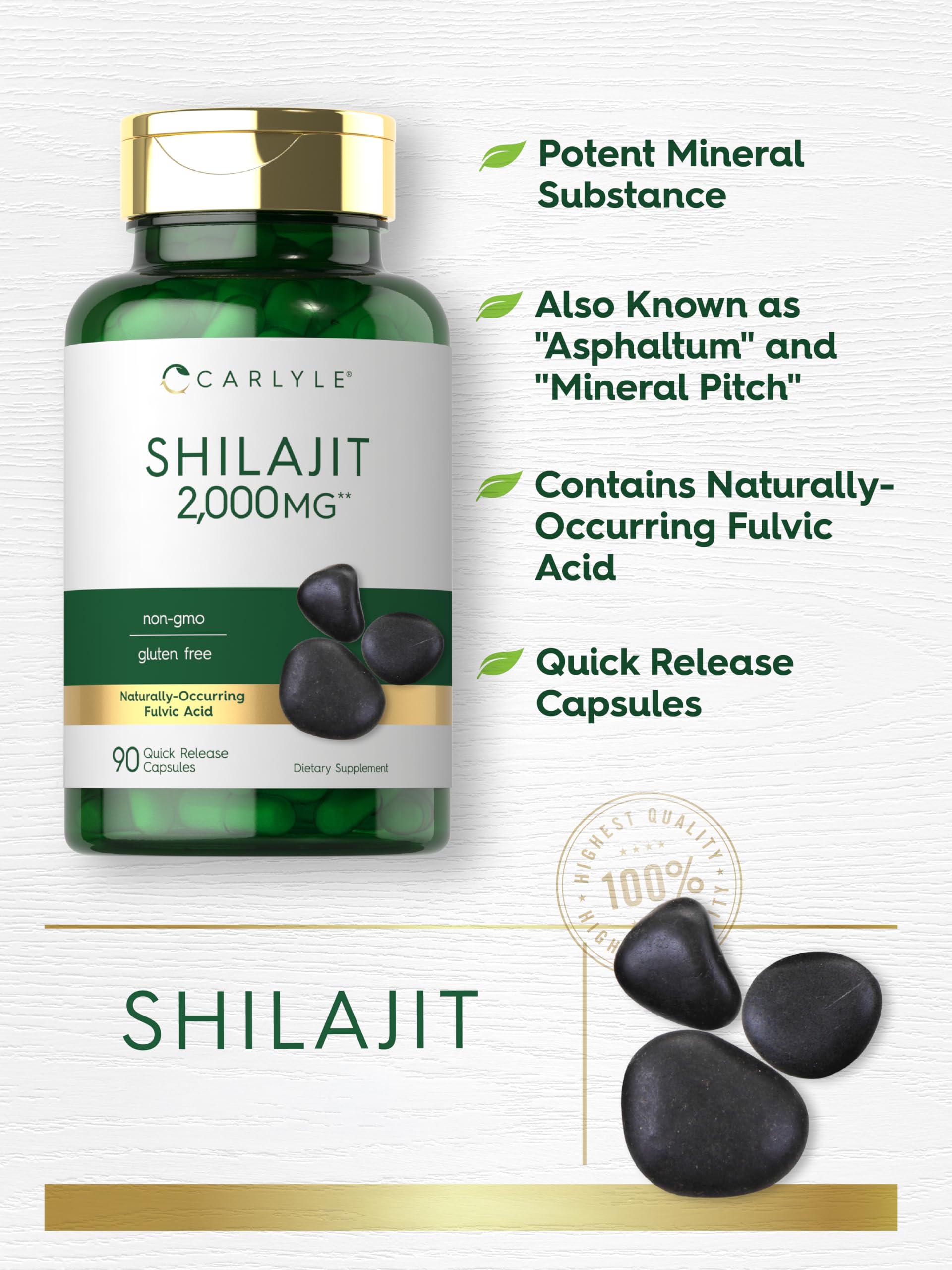 Carlyle Shilajit Cápsulas, dosis rápida para absorción eficiente