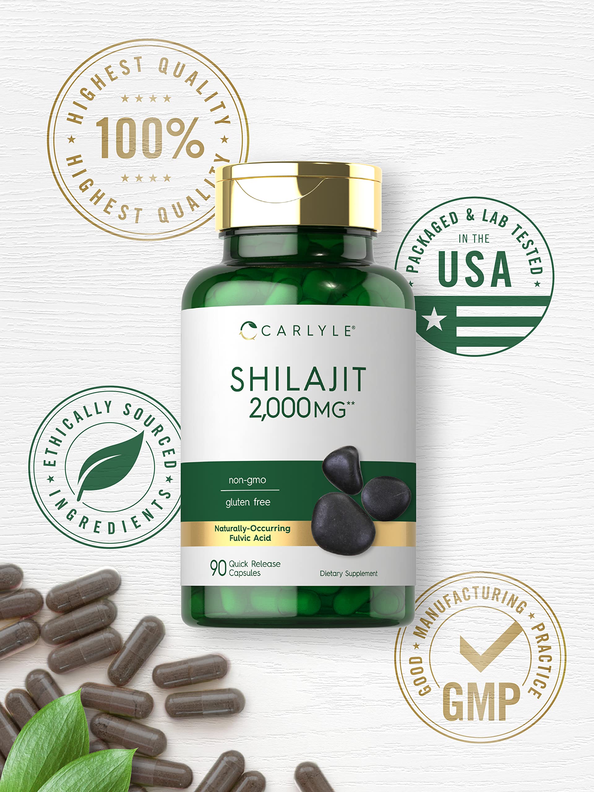 Carlyle Shilajit Cápsulas, envase compacto, ideal para viaje