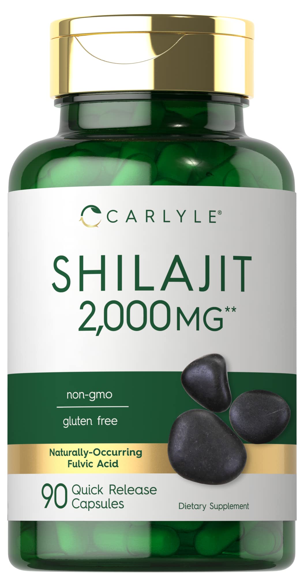 Carlyle Shilajit Cápsulas, envase principal, suplemento mineral natural para energía diaria