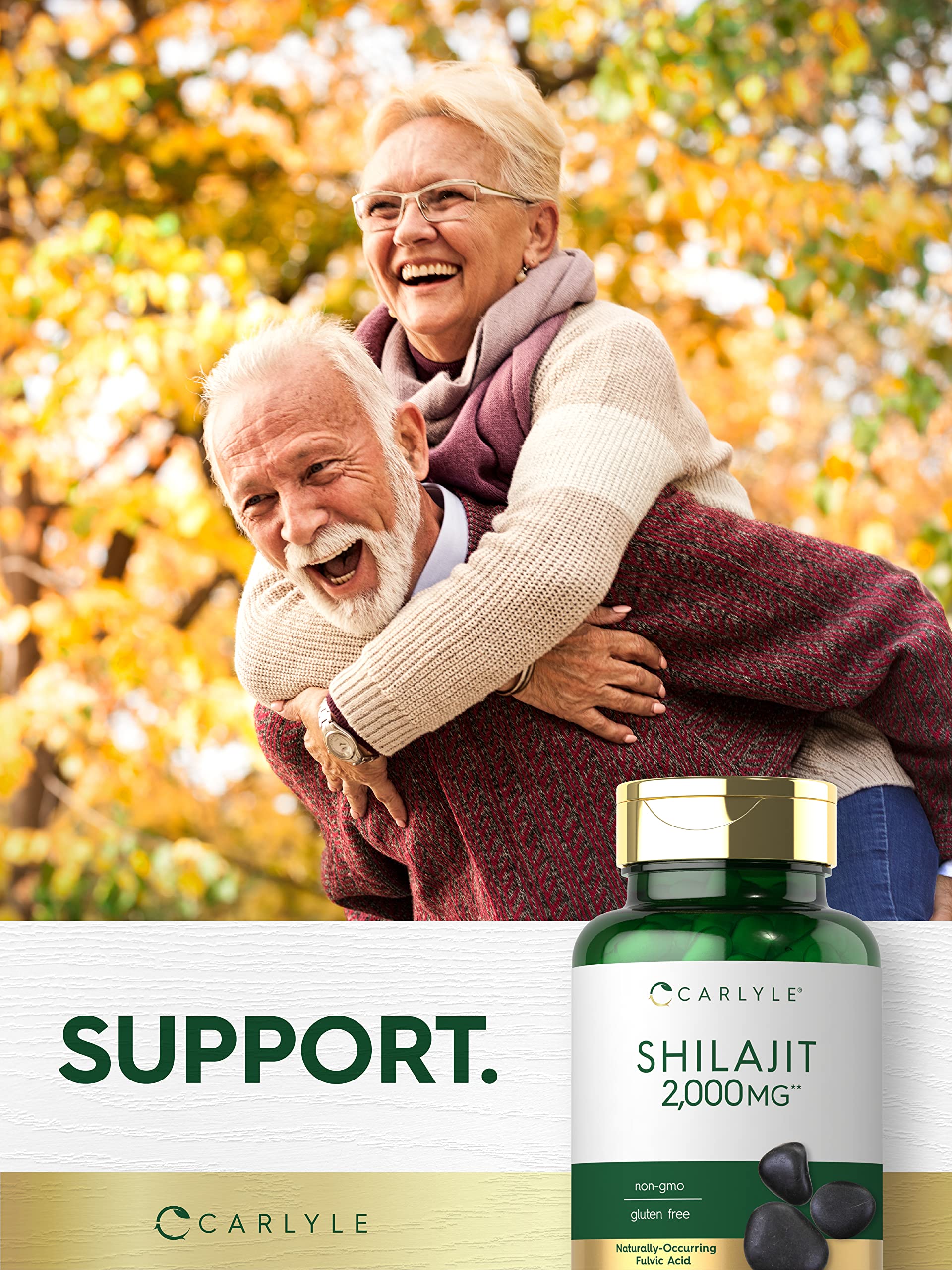 Carlyle Shilajit Cápsulas, información nutricional destacada en la etiqueta