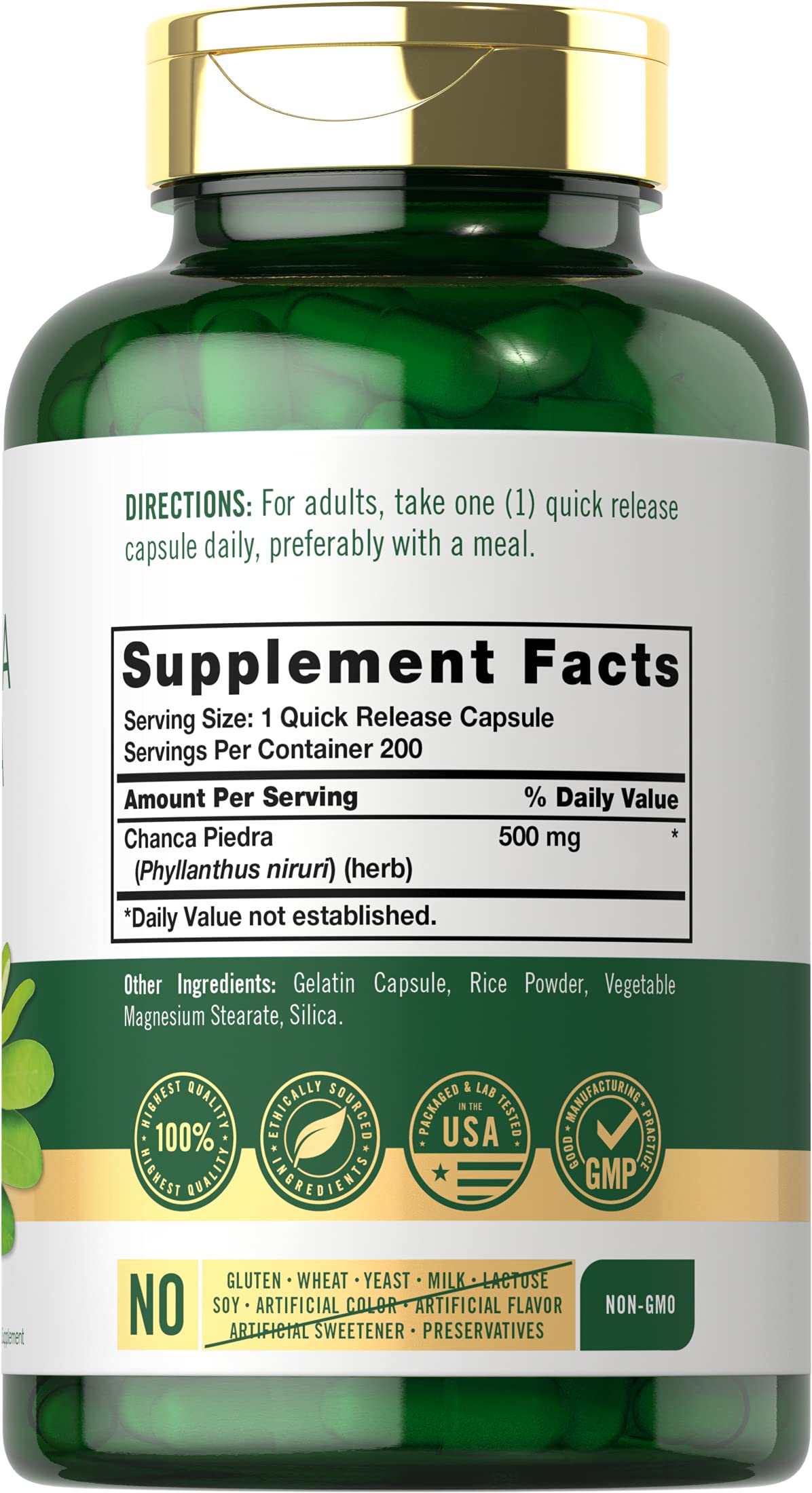 Carlyle Chanca Piedra cápsulas de 500 mg para consumo rápido