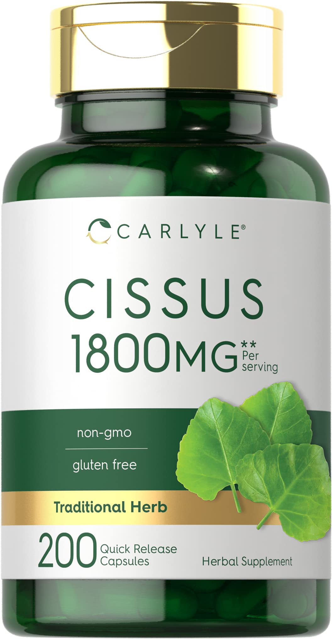 Carlyle Cissus Quadrangularis: botella frontal para uso diario y fácil dosificación.