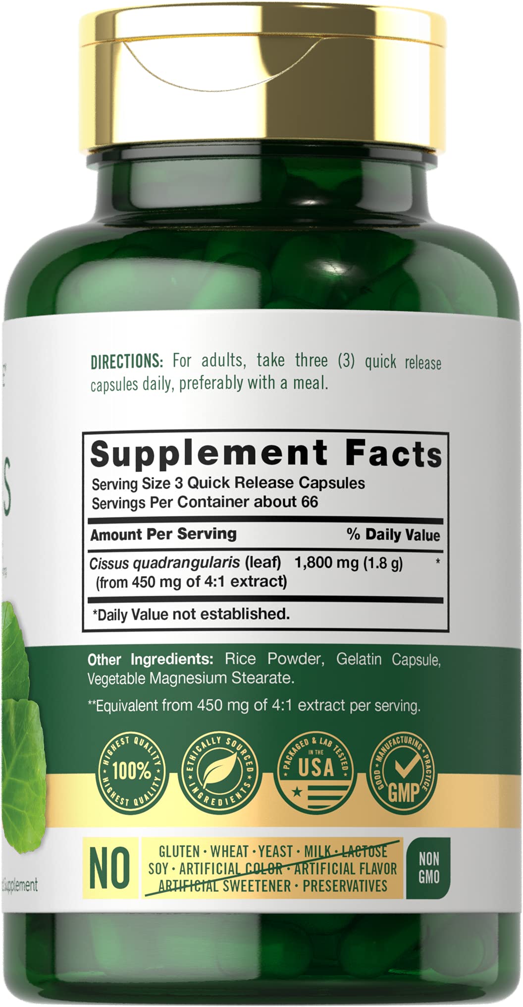 Carlyle Cissus Quadrangularis: cápsulas dentro de la caja para consumo práctico.