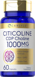 Carlyle Citicolina 1000 mg, botella para uso diario con apoyo cognitivo