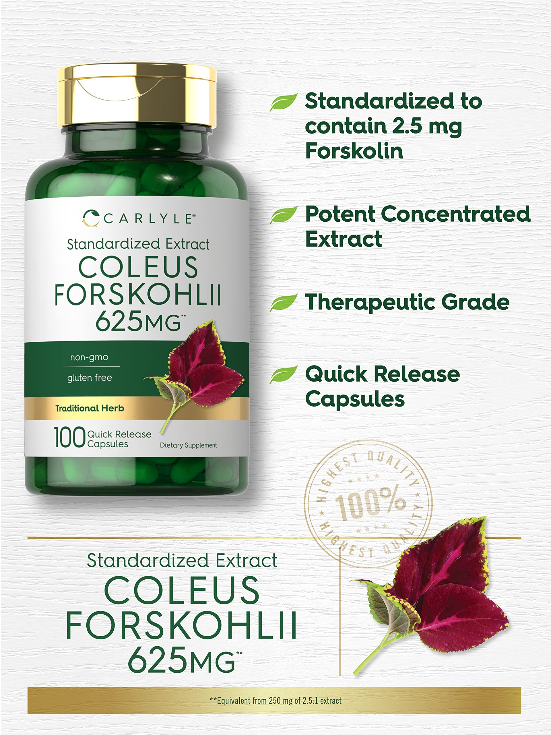 Cápsulas apiladas de Carlyle Coleus Forskohlii para uso diario