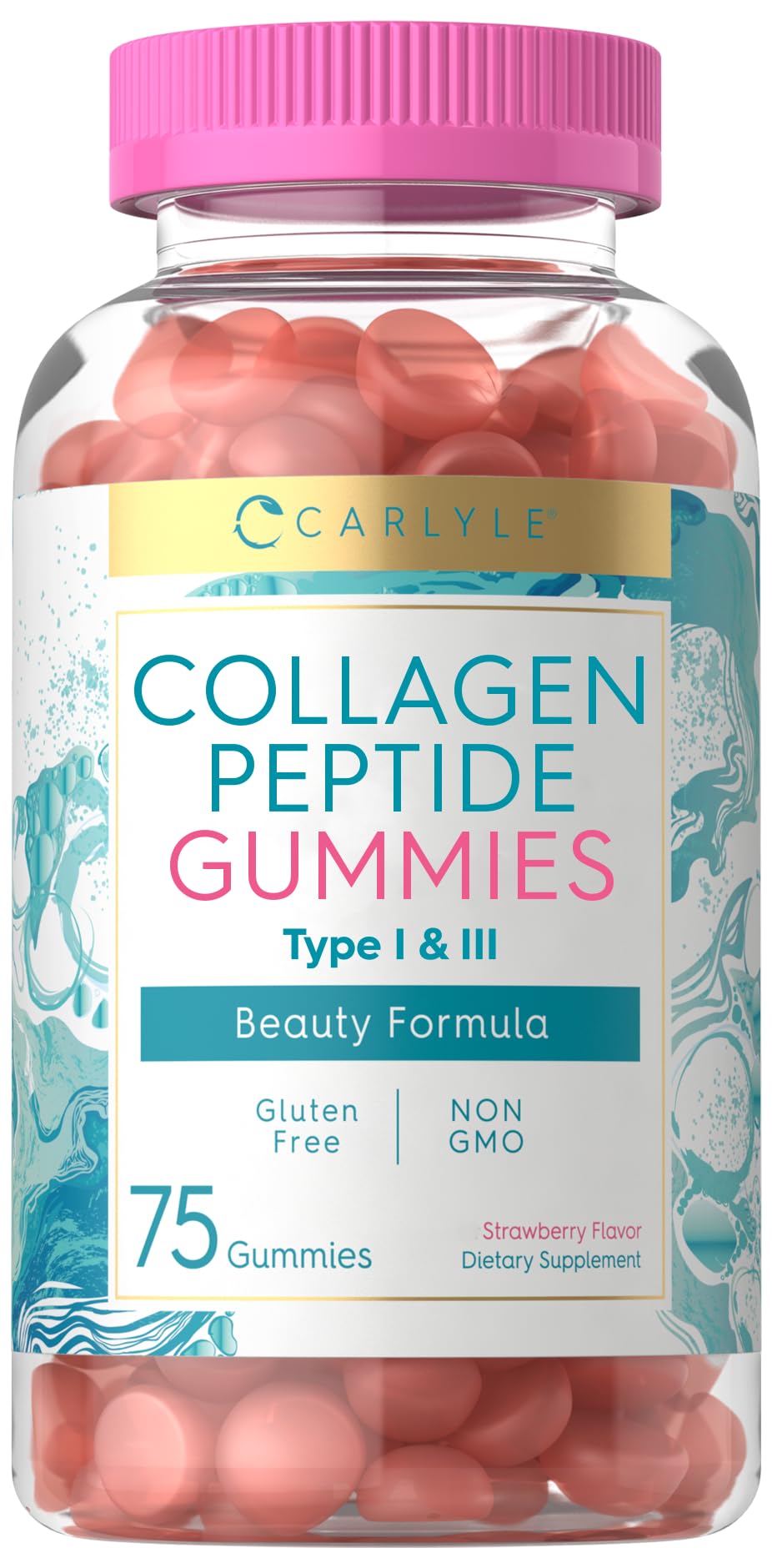 Carlyle Gomitas de colágeno con sabor a fresa para uso diario de belleza