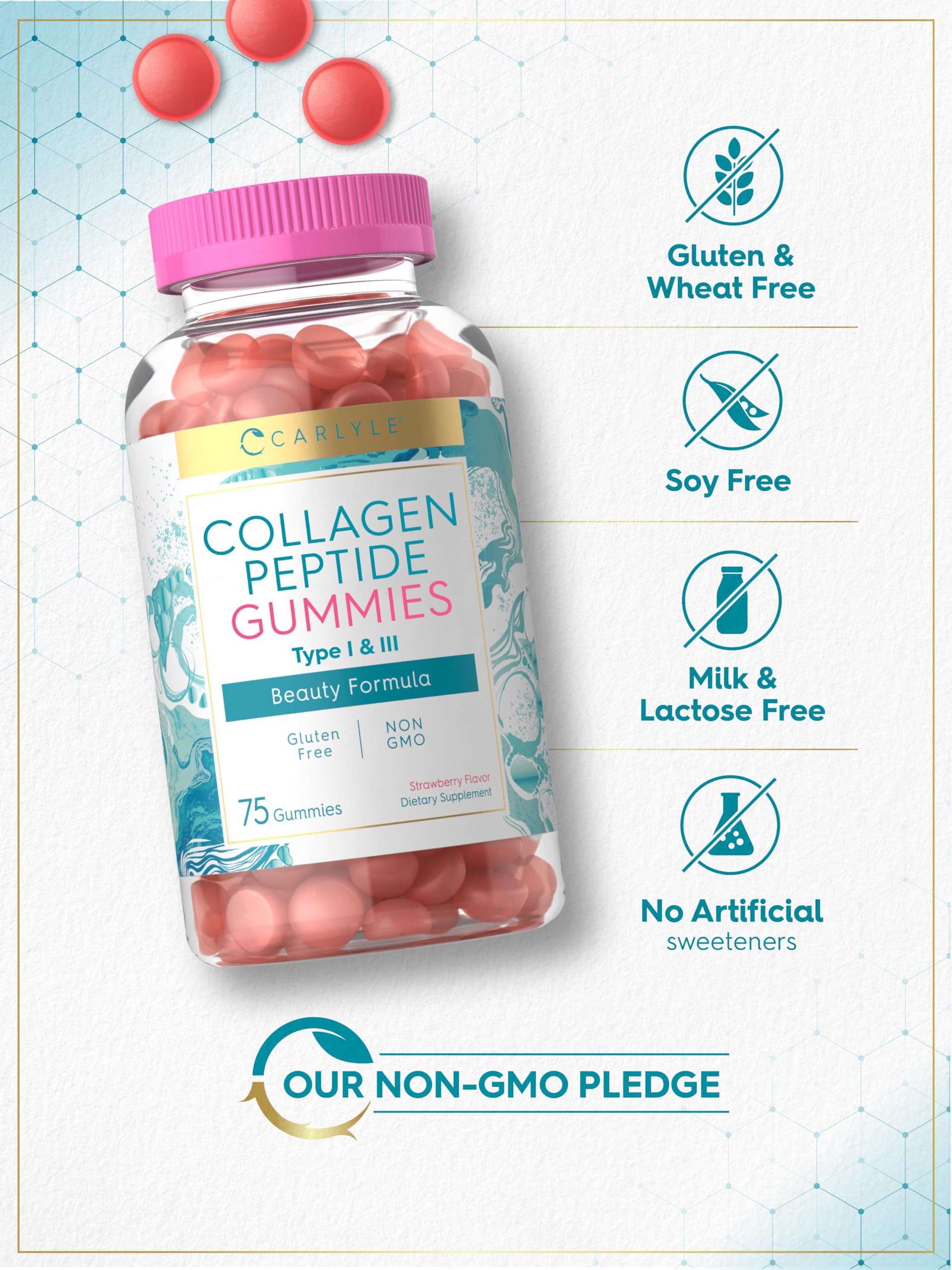Carlyle Gomitas de colágeno para belleza diaria