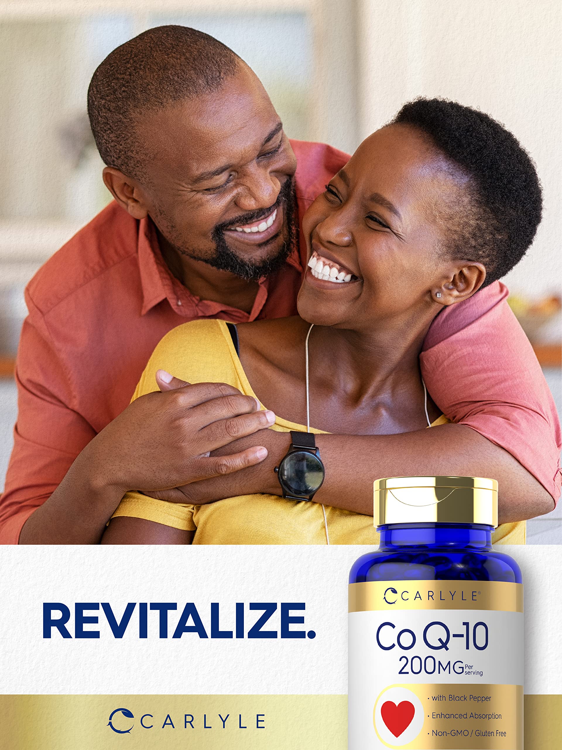 Carlyle CoQ10 200 mg, libre de gluten y OGM, opción segura.