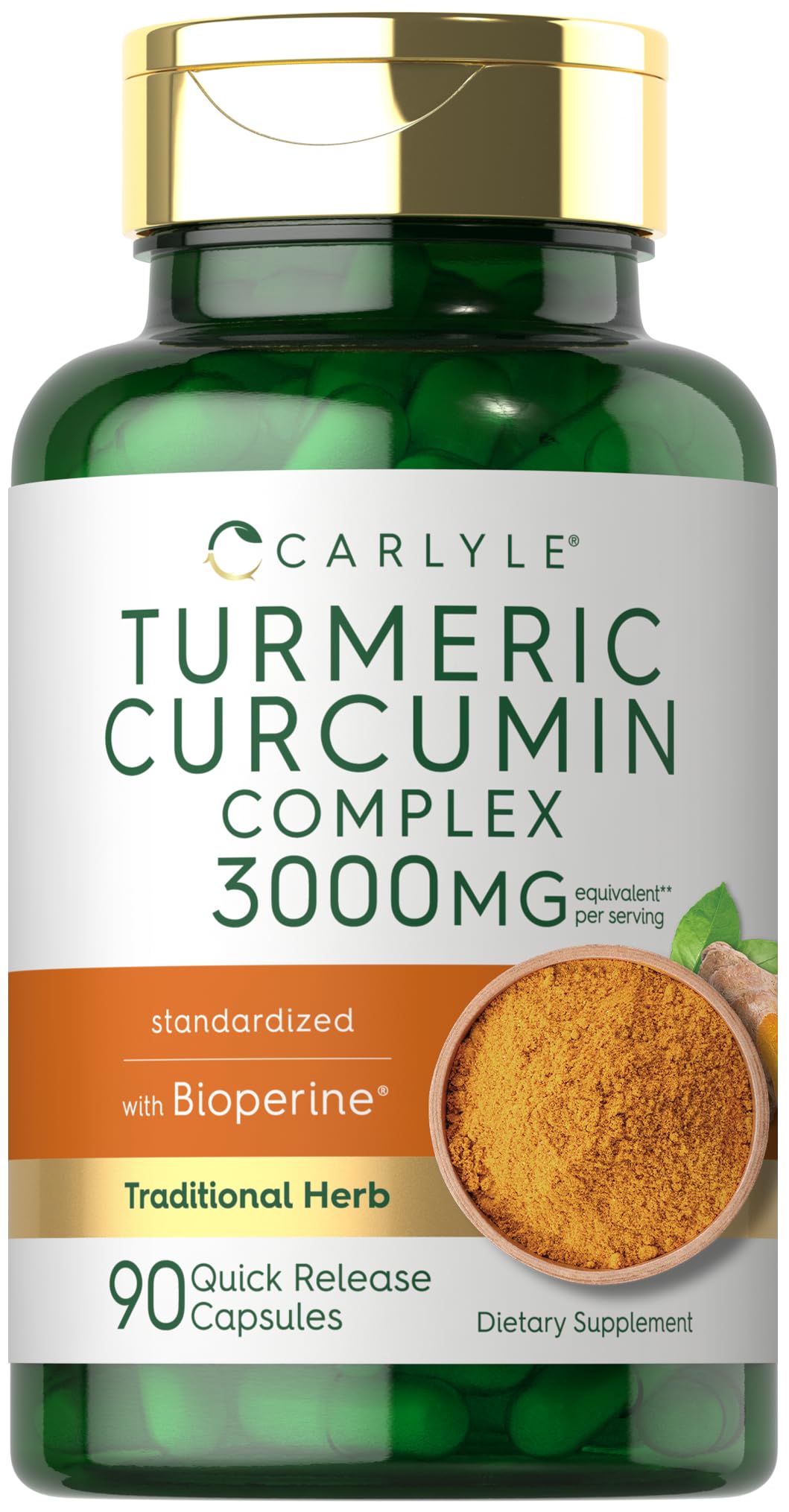 Carlyle Curcumina con Pimienta Negra en botella para uso diario