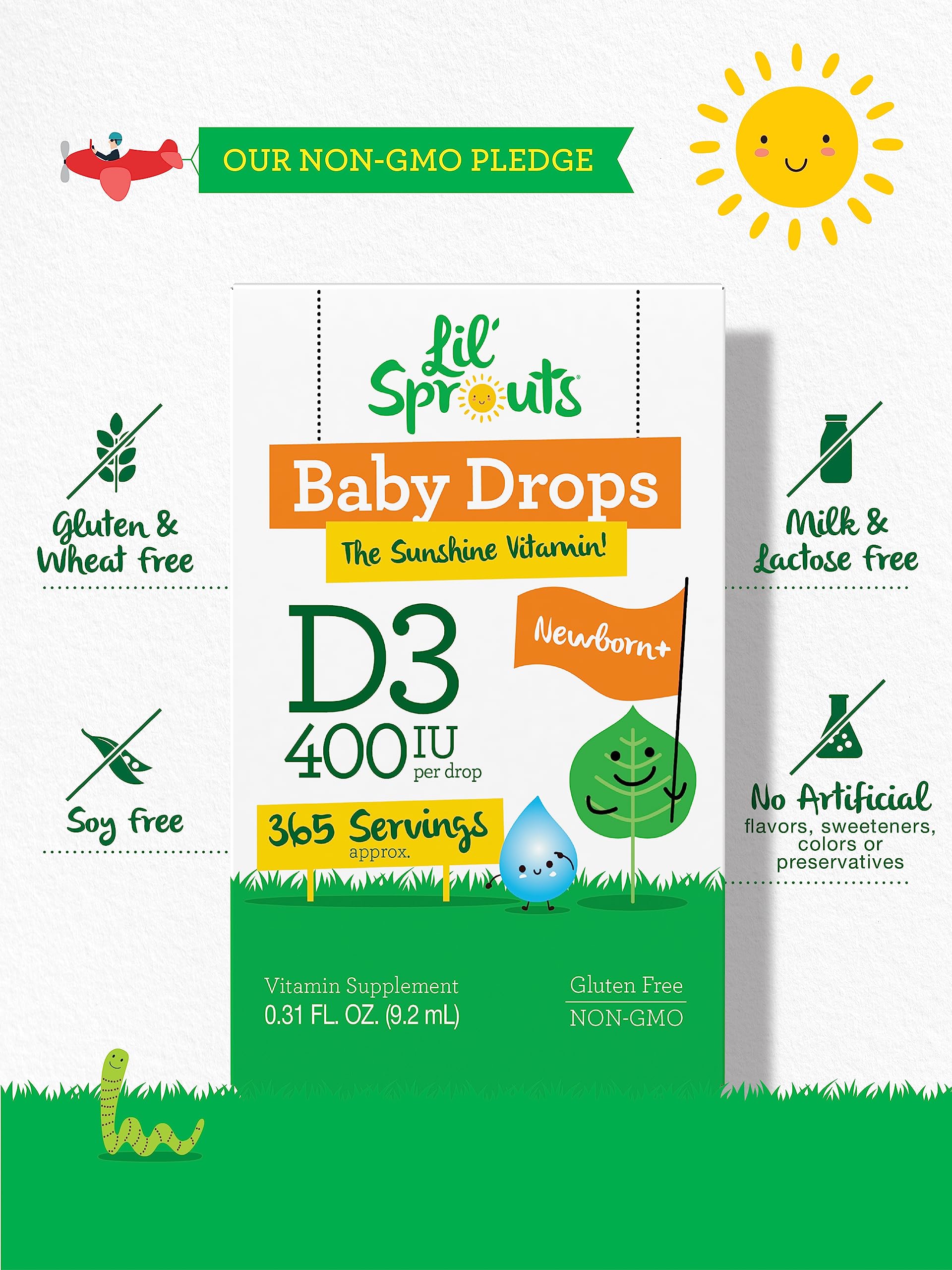 Vitamina D3 vegetariana de Carlyle para bebés, libre de transgénicos.
