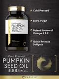 Carlyle etiqueta: aceite de calabaza, etiqueta clara y opción sin gluten.