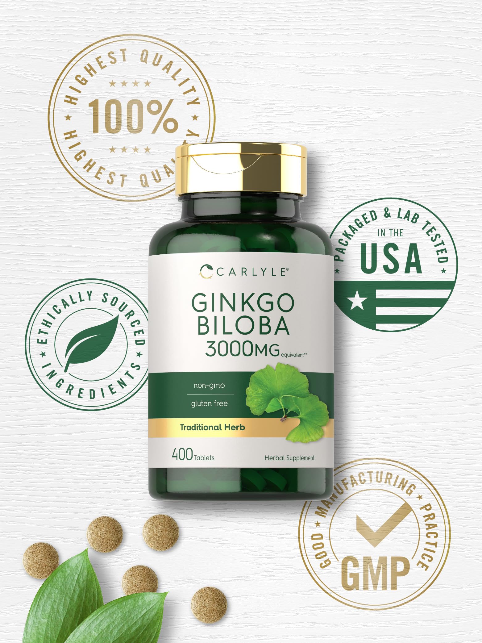 Blíster de Carlyle Ginkgo Biloba, dosis portátil para uso diario.