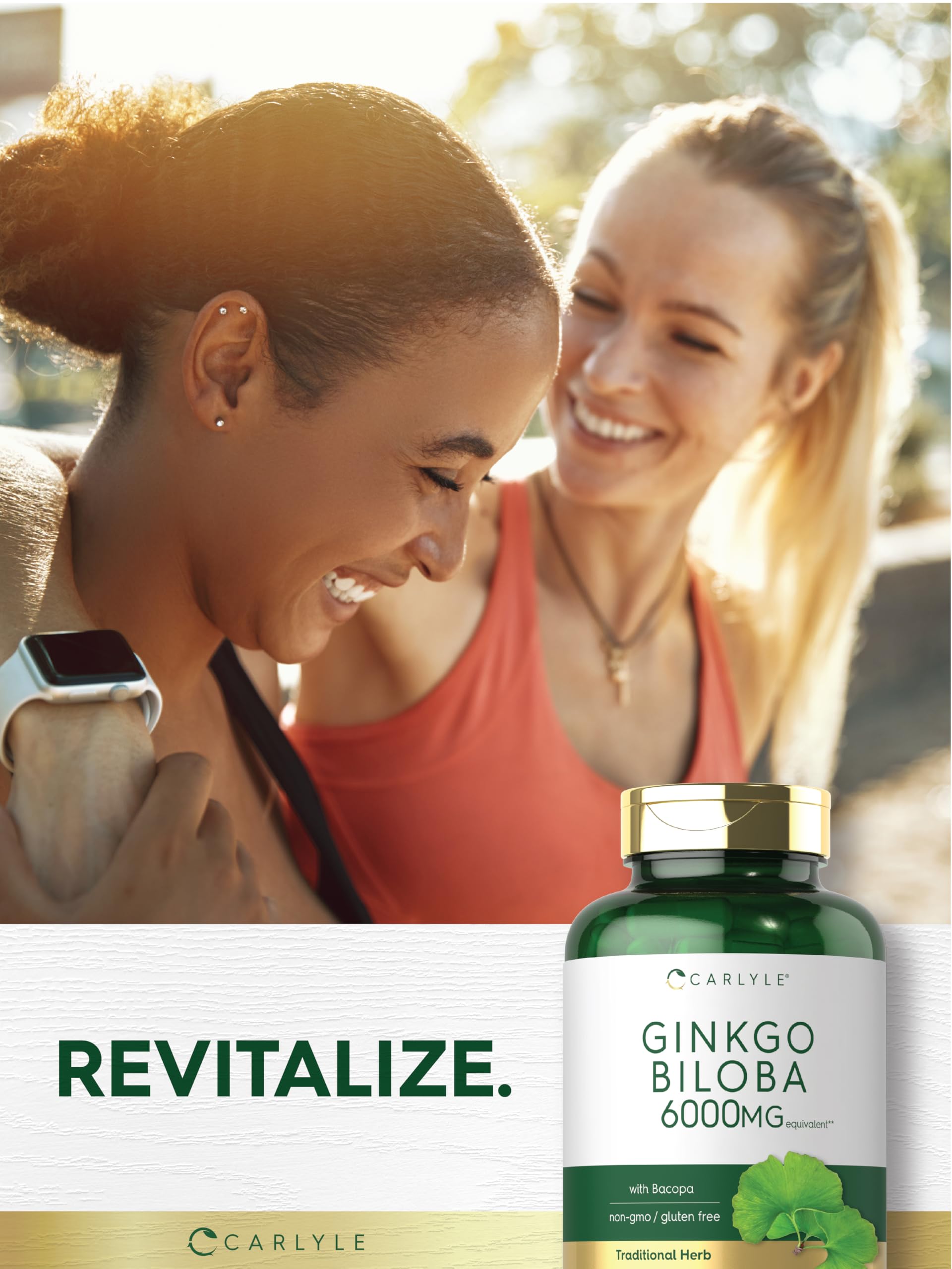 Carlyle Ginkgo Biloba con extracto de bacopa, complemento para concentración diaria.