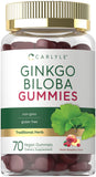 Carlyle Ginkgo Biloba, botella de gominolas para dosis diarias.