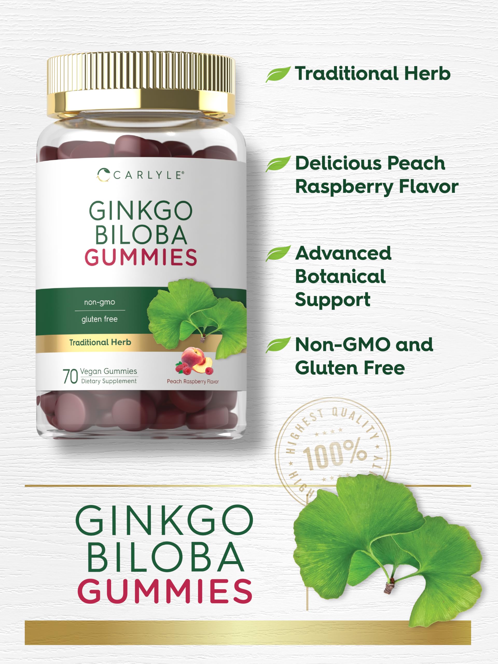 Carlyle Ginkgo Biloba, etiqueta vegan y sin OGM, opción consciente.