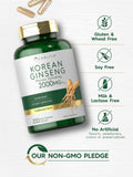 Carlyle Ginseng Coreano 2000 mg, primer plano de cápsulas.