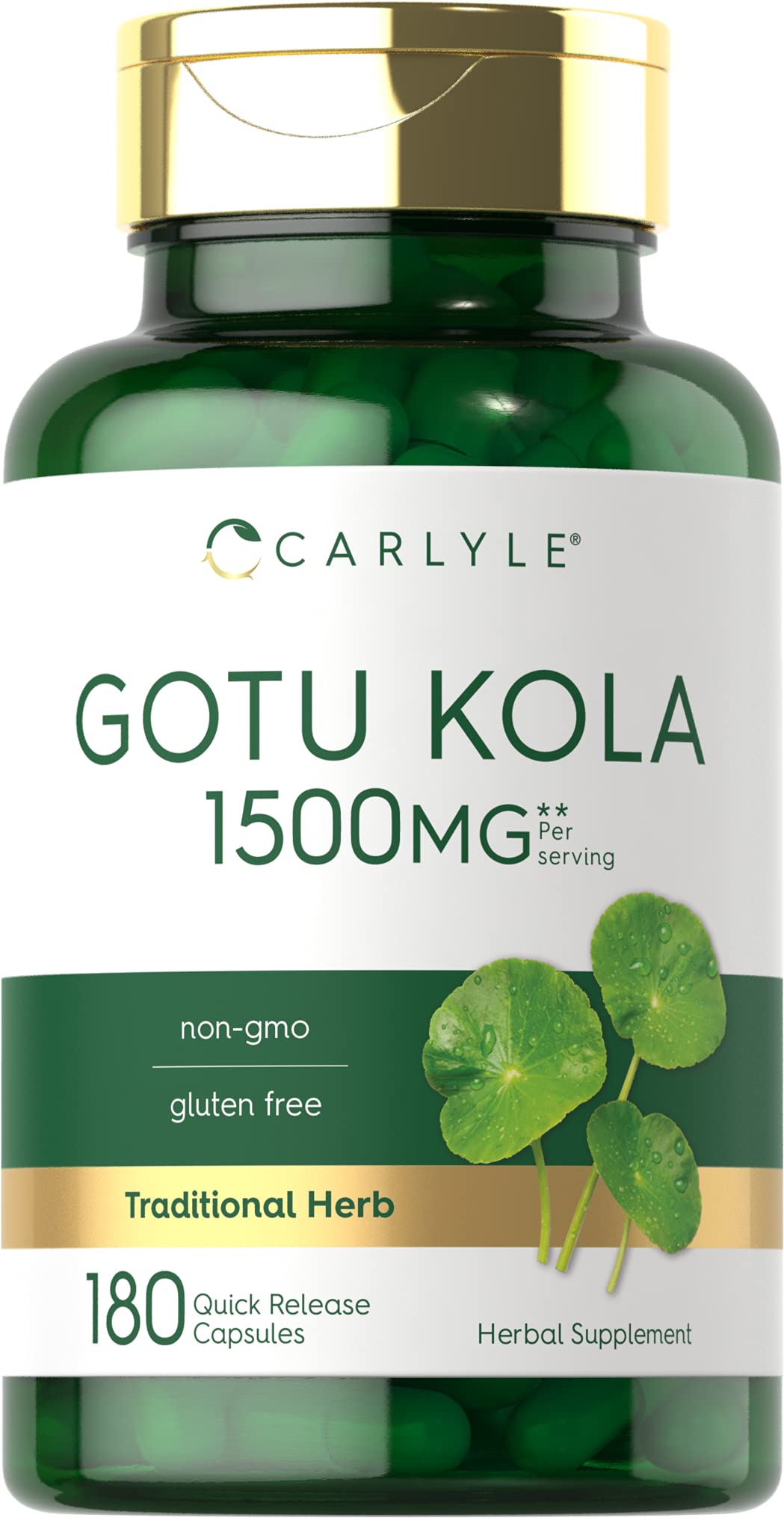 Carlyle Gotu Kola, cápsulas en frasco para uso diario y bienestar