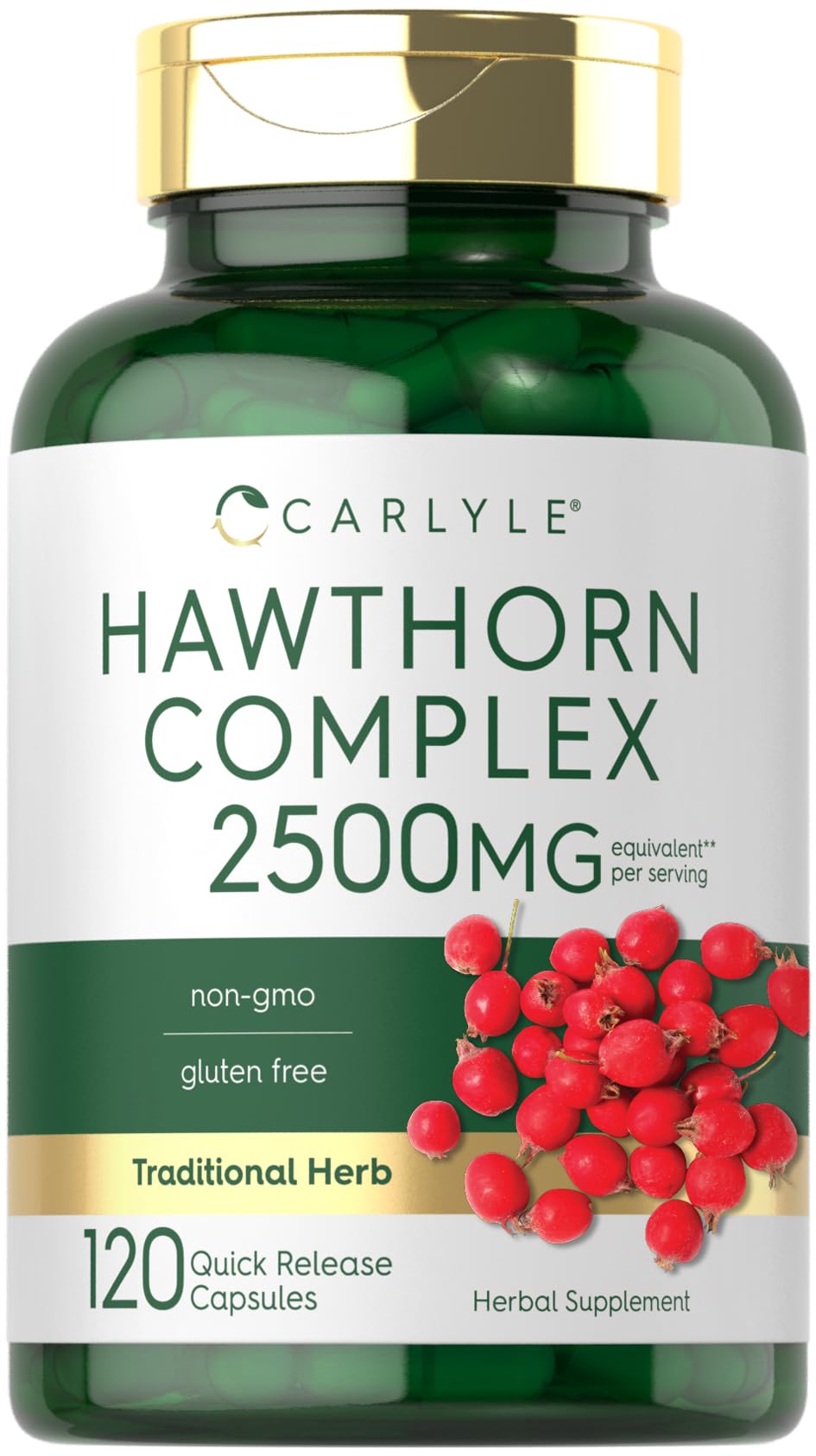 Carlyle Hawthorn Complex, frente del envase, ideal para apoyo diario.