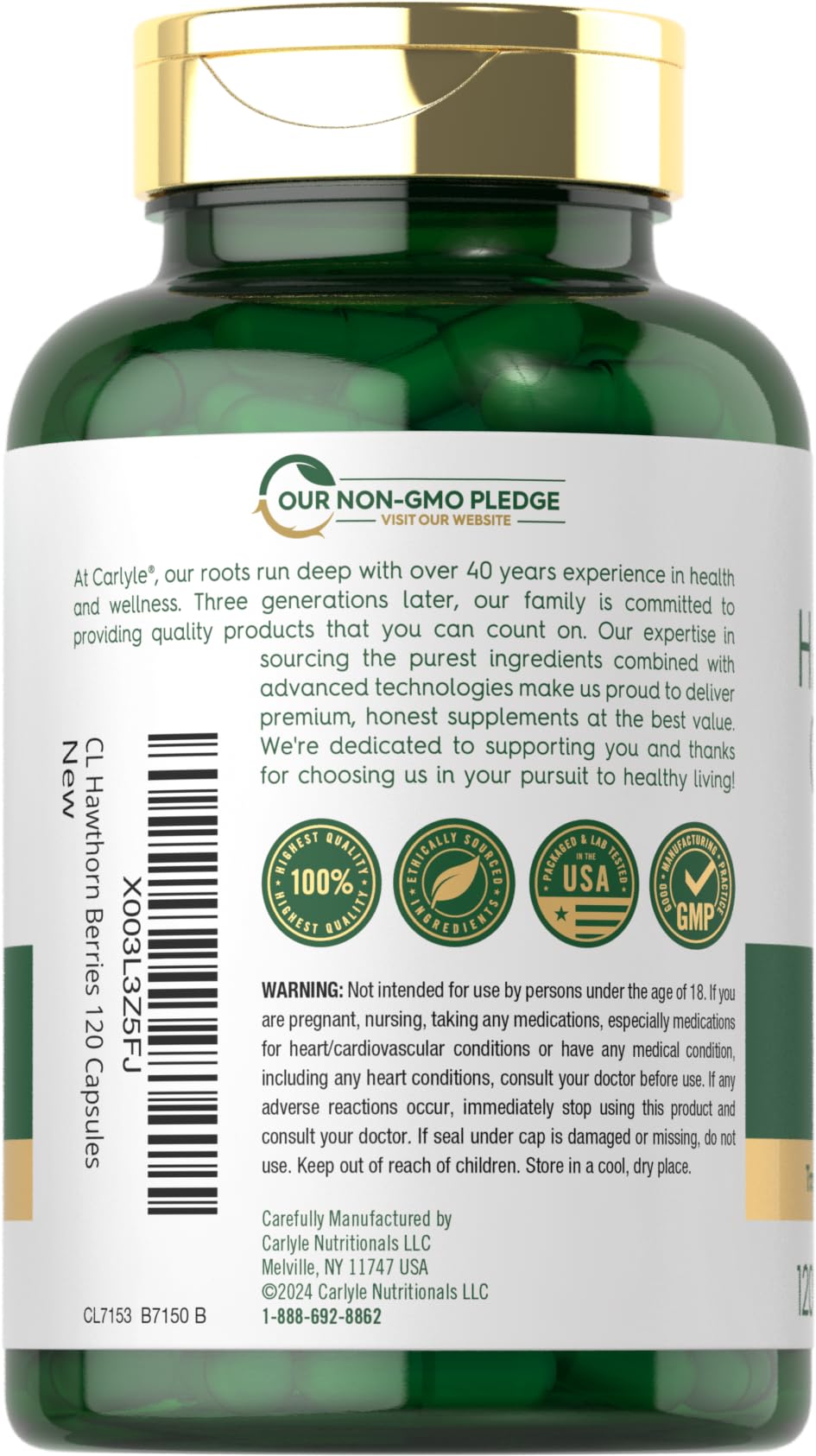 Carlyle Hawthorn Complex, extracto estandarizado, potencia el hawthorn para uso diario.