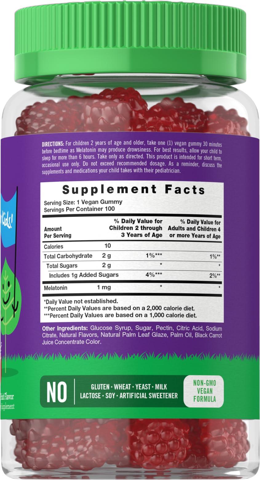 Carlyle gomitas de melatonina, envase con sabor a fruta, solución conveniente para dormir.