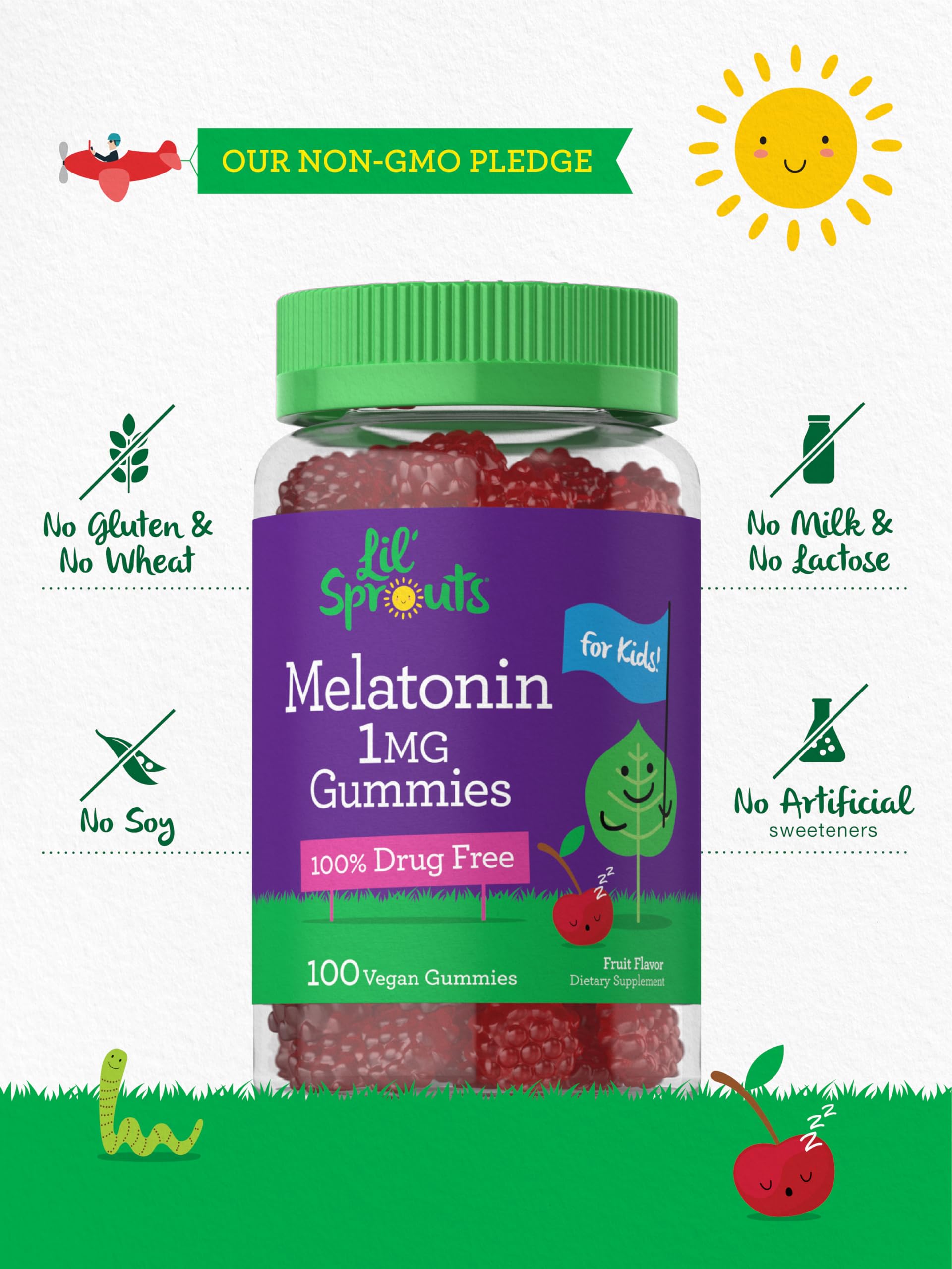 Carlyle melatonina para niños, sabor fruta, fórmula no transgénica para dormir mejor.