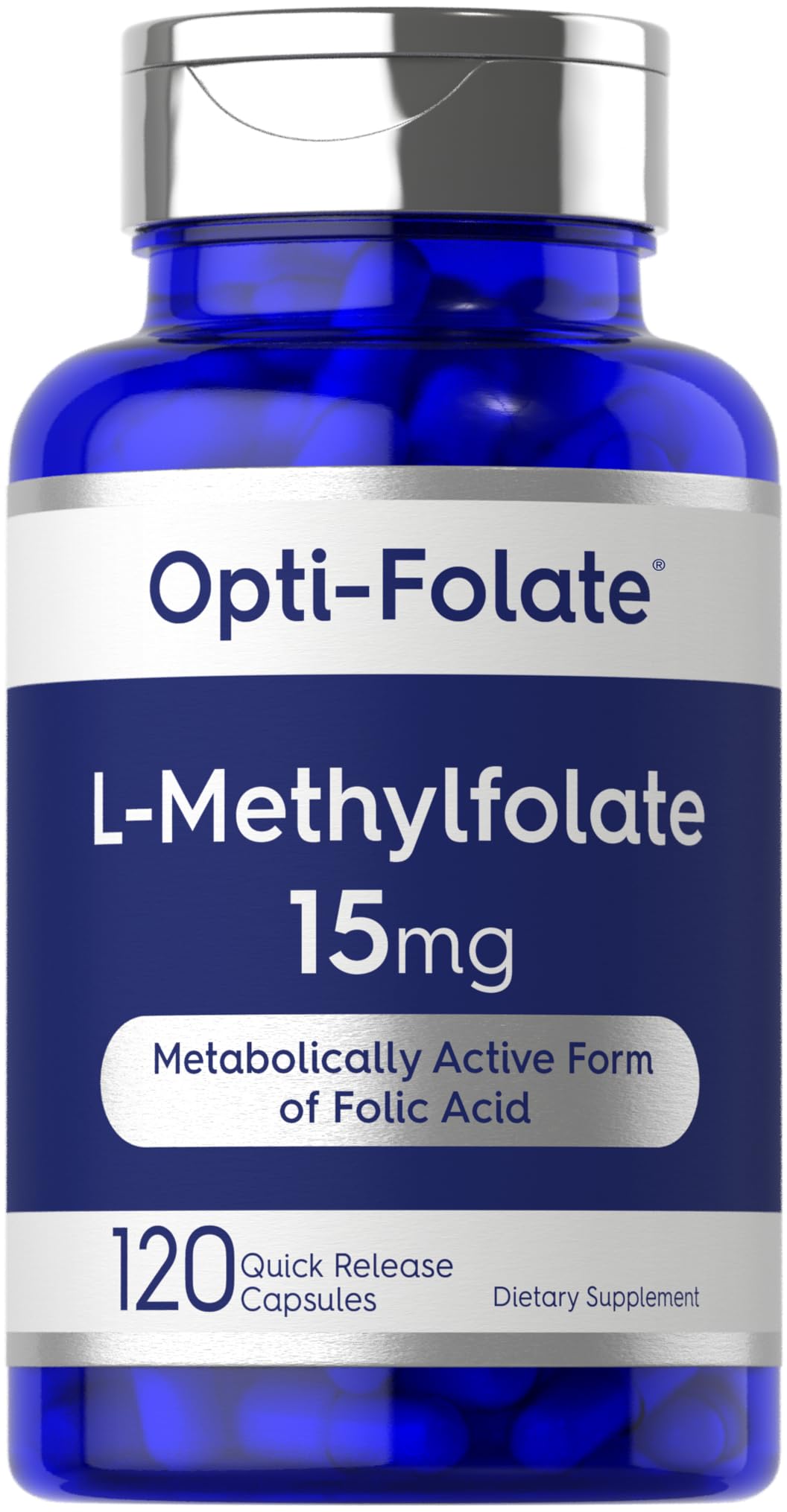 Carlyle L Metilfolato frasco de cápsulas para uso diario y apoyo nutricional.