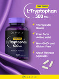 Carlyle L-Triptófano 500 mg embalaje con sello de laboratorio y control de calidad.