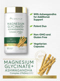 Carlyle glicinato de magnesio con ashwagandha, empaque en caja para almacenamiento fácil.