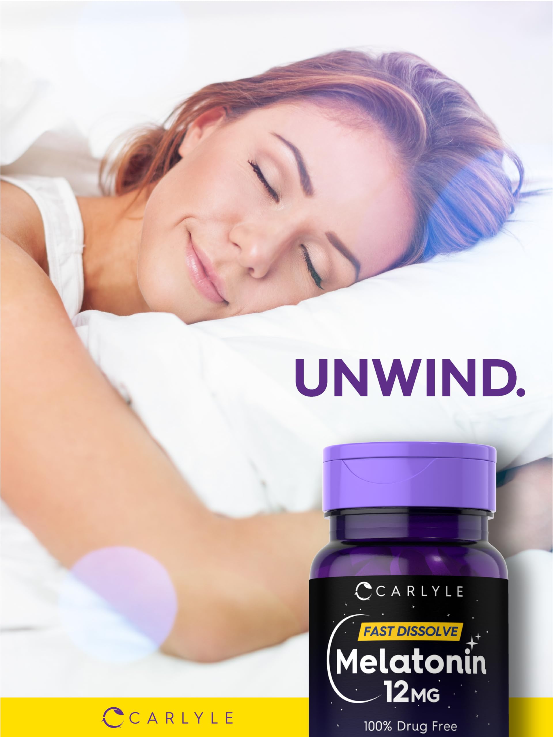 Carlyle Melatonina 12 mg, dosis nocturna para rutina de descanso