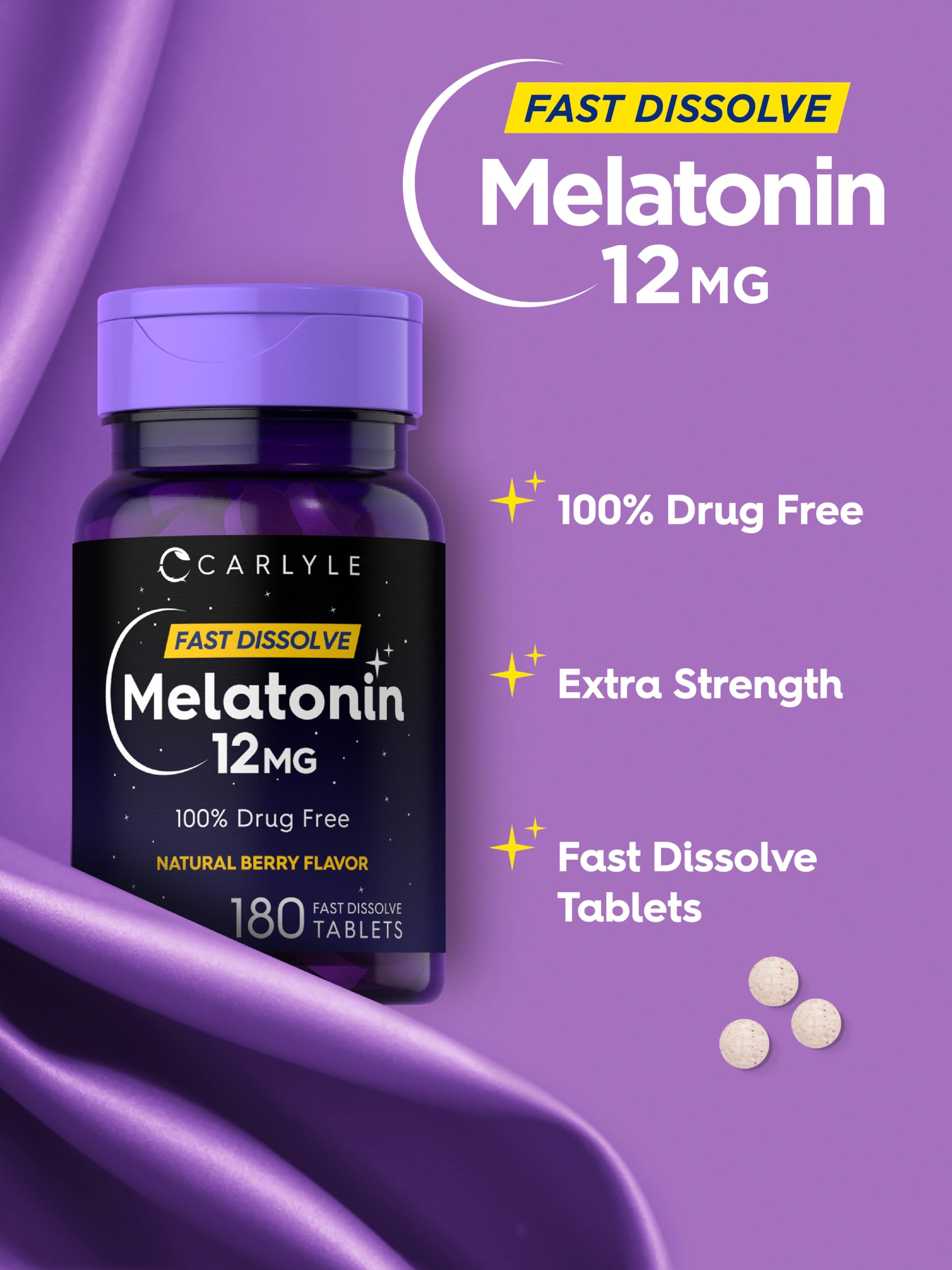 Carlyle Melatonina 12 mg, sello de laboratorio que respalda ingredientes confiables
