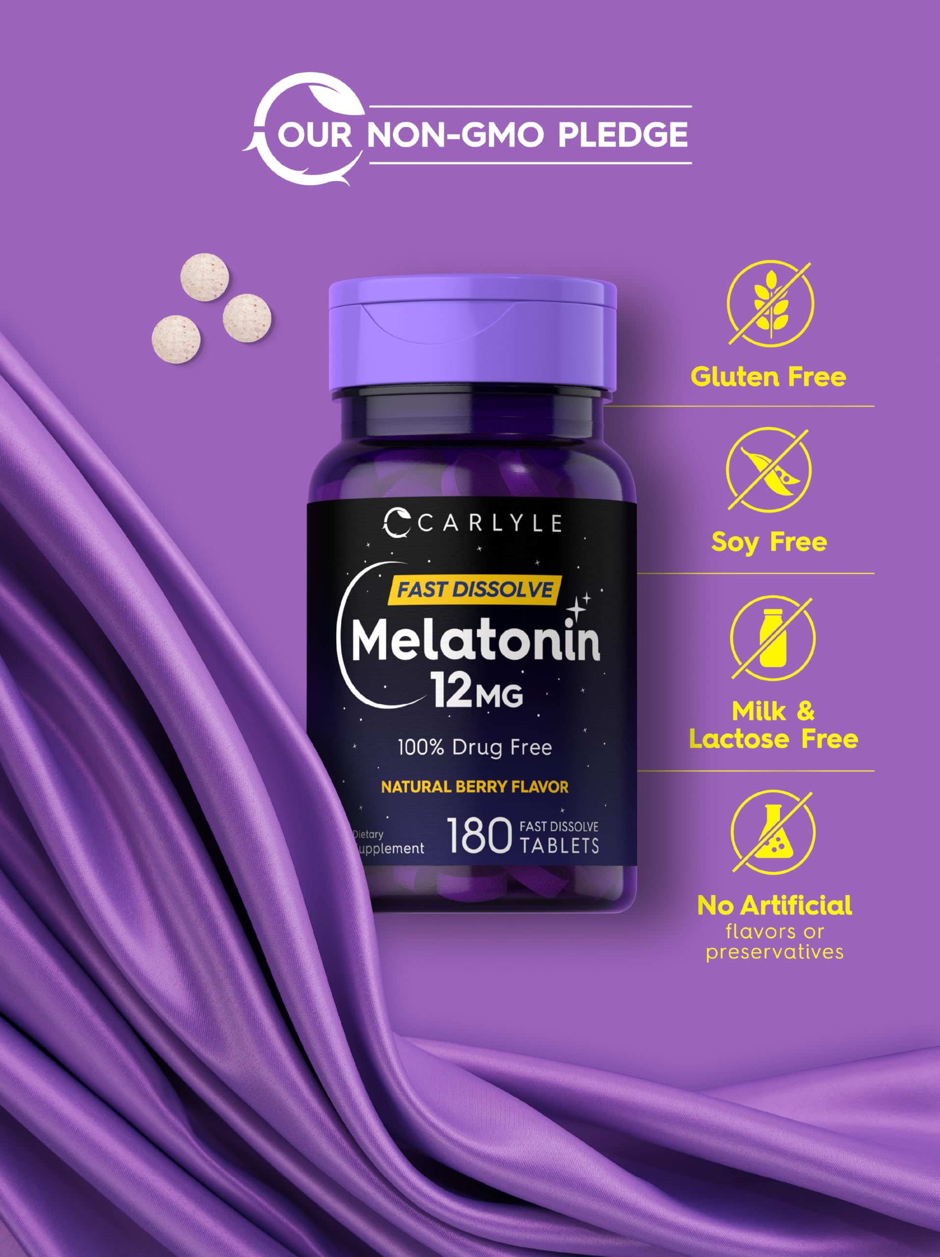 Carlyle Melatonina 12 mg, libre de gluten y lactosa para dietas específicas