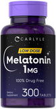 Carlyle Melatonina 1 mg, botella para apoyar un descanso nocturno suave.