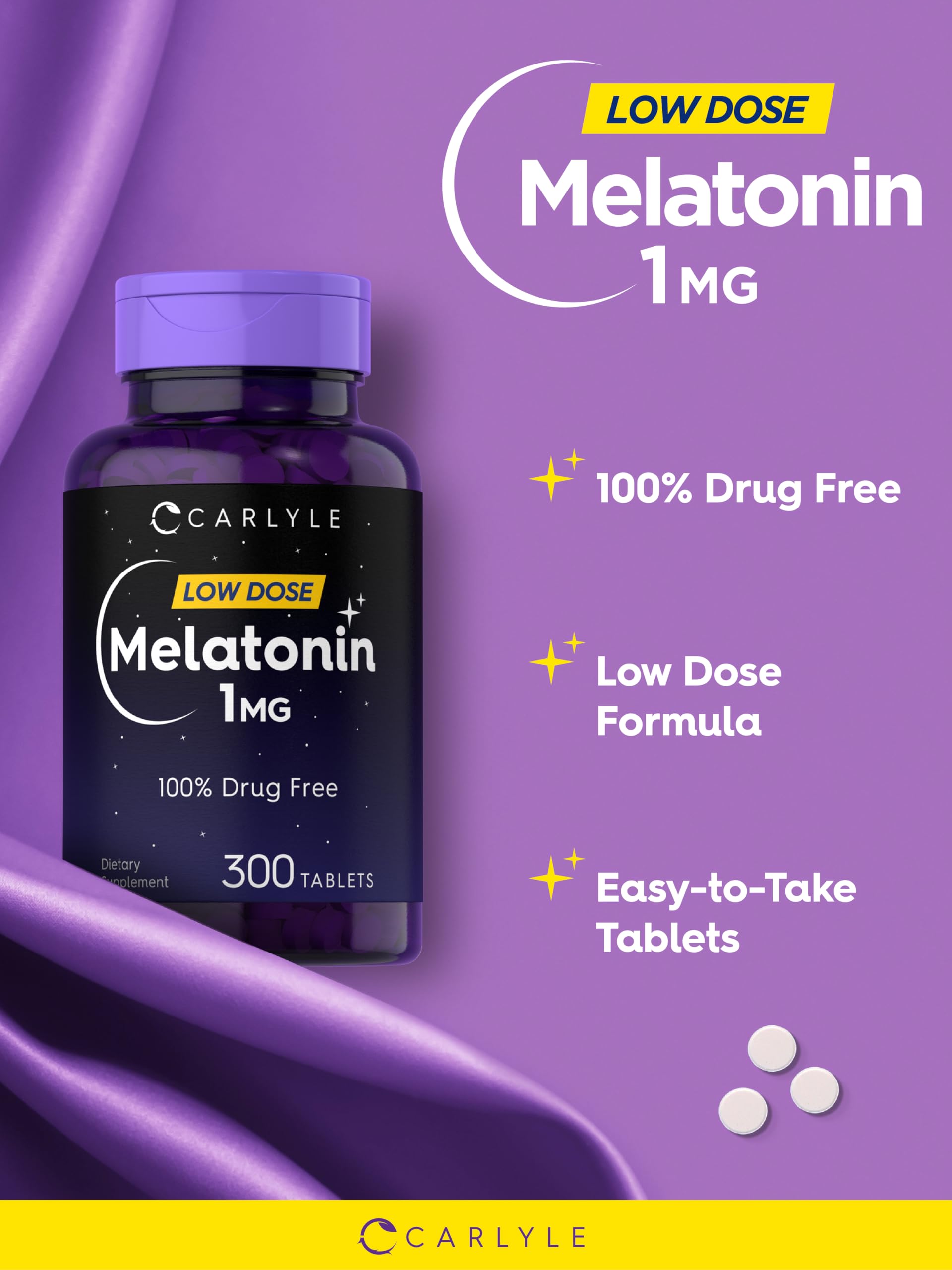 Carlyle Melatonina 1 mg, envase de calidad para uso diario.