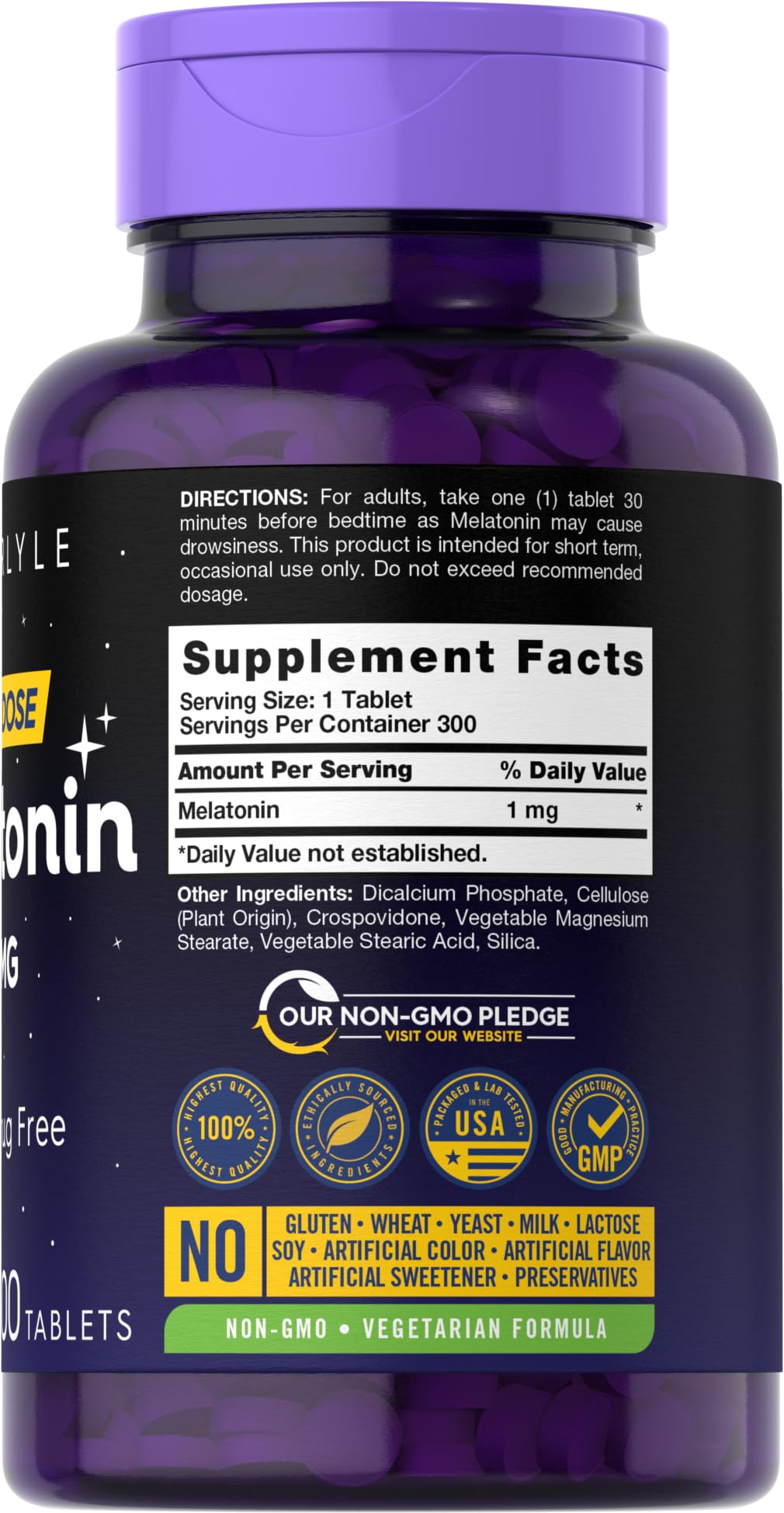 Carlyle Melatonina 1 mg, tableta de dosis baja para iniciar el sueño.