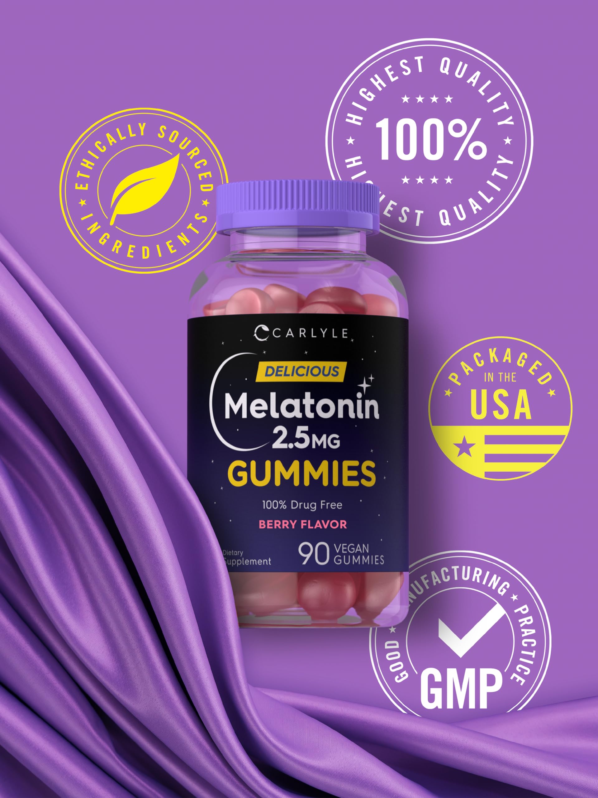 Gominolas sabor mora de Carlyle Melatonina, aroma dulce de bayas.